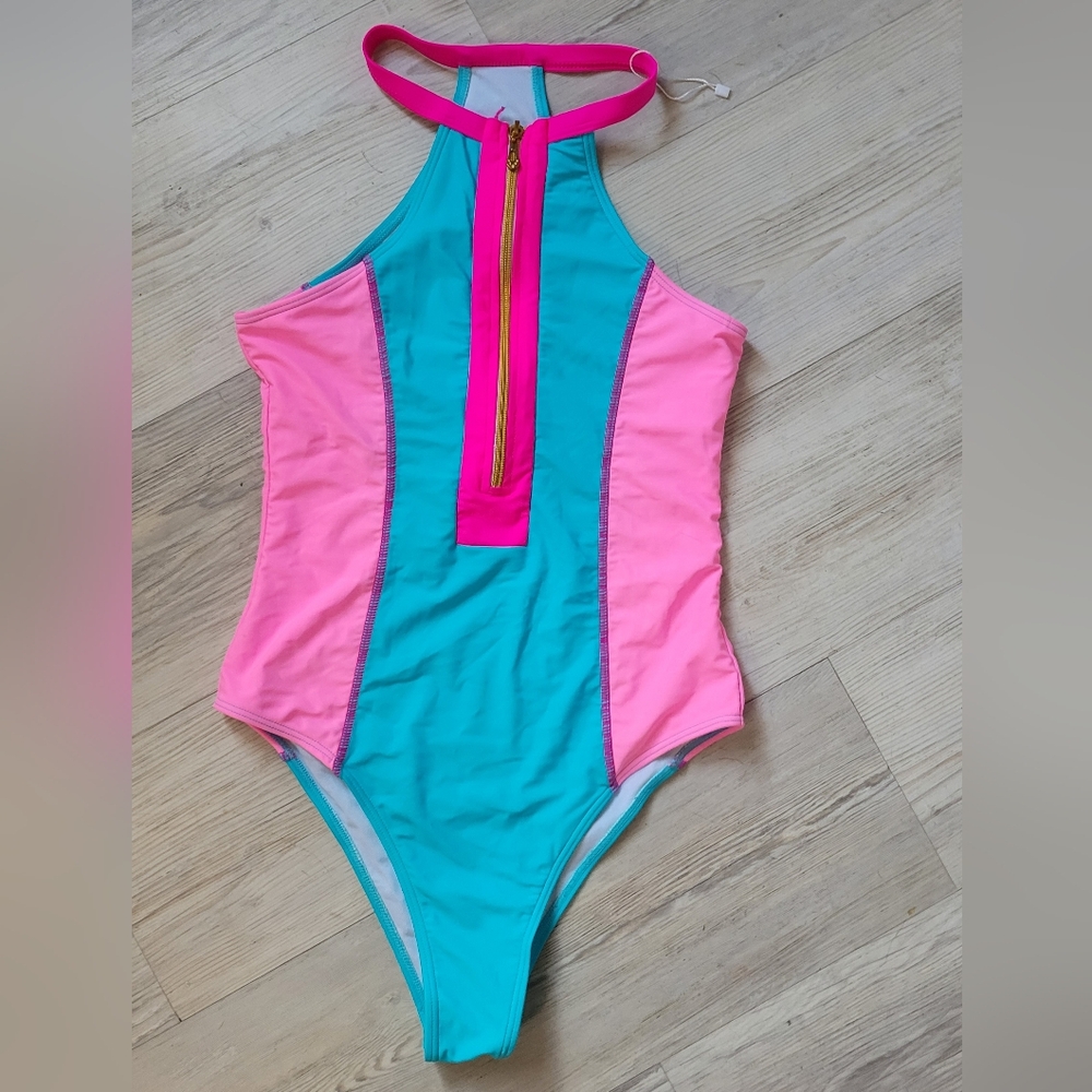 Brand NEW Colorful Zip-Front Swimsuit